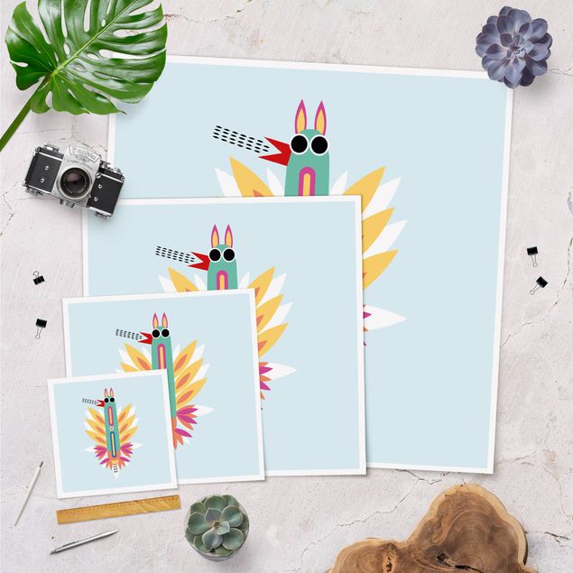 Prints Collage Ethno Monster - Rooster