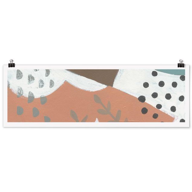 Abstract poster prints Carnival Of Shapes In Salmon I