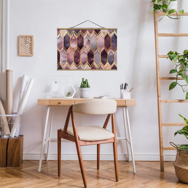 Prints abstract Stained Glass Geometric Rose Gold