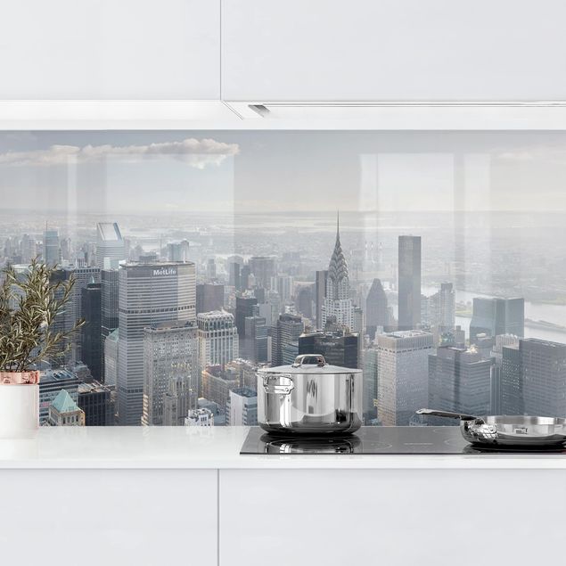 Kitchen splashback architecture and skylines Upper Manhattan New York City