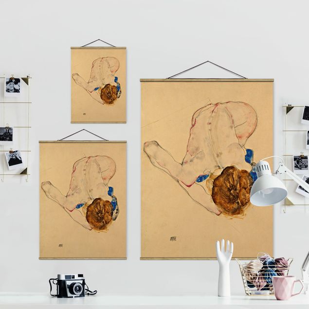 Prints portrait Egon Schiele - Forward Flexed Act