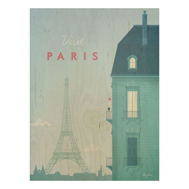 Wood prints vintage Travel Poster - Paris