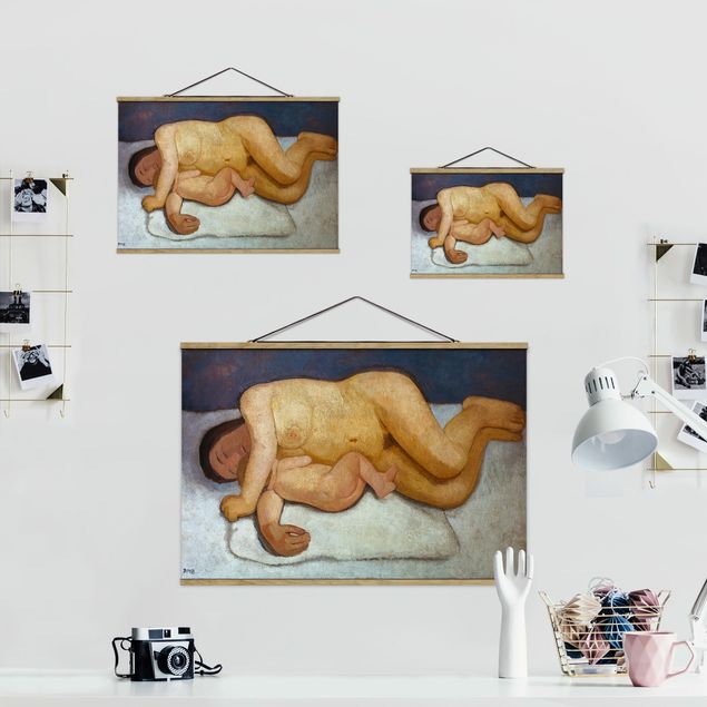 Framed portrait prints Paula Modersohn-Becker - Reclining Mother and Child