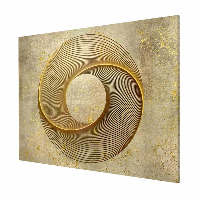 Modern art prints Line Art Circling Spirale Gold