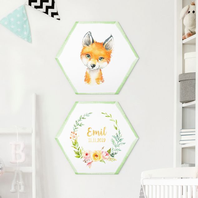 Nursery decoration Watercolour Forest Animals With Desired Name