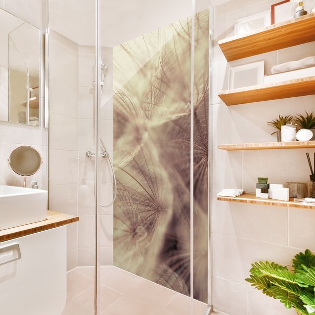 Shower panels Detailed Dandelion Macro Shot With Vintage Blur Effect