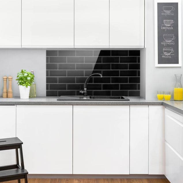 Glass splashback kitchen tiles Ceramic Tiles Black