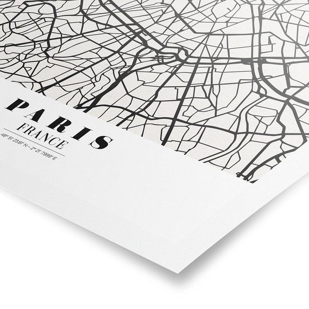 Quote wall art Paris City Map - Classic