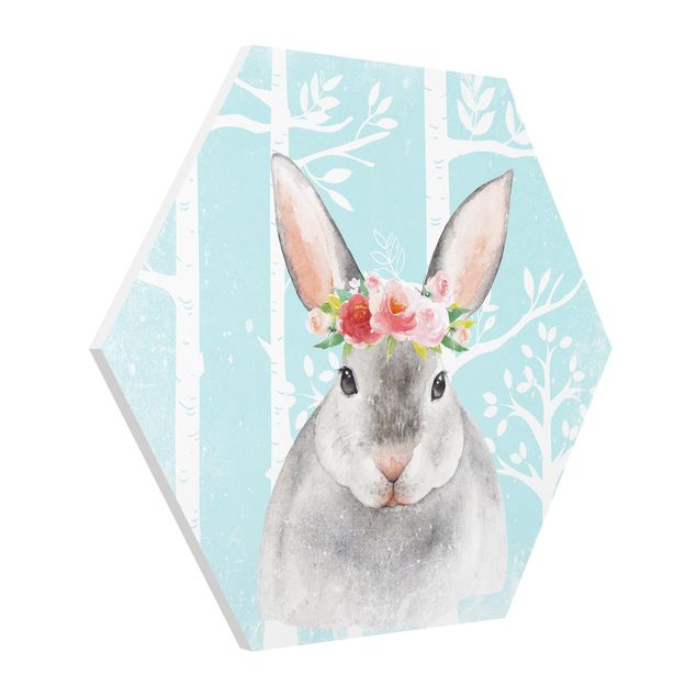 Child wall art Watercolor Rabbit Turquoise