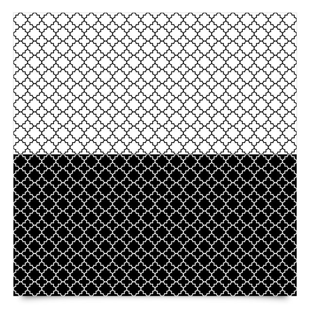Adhesive films black and white Moroccan Tile Pattern Quatrefoil Set