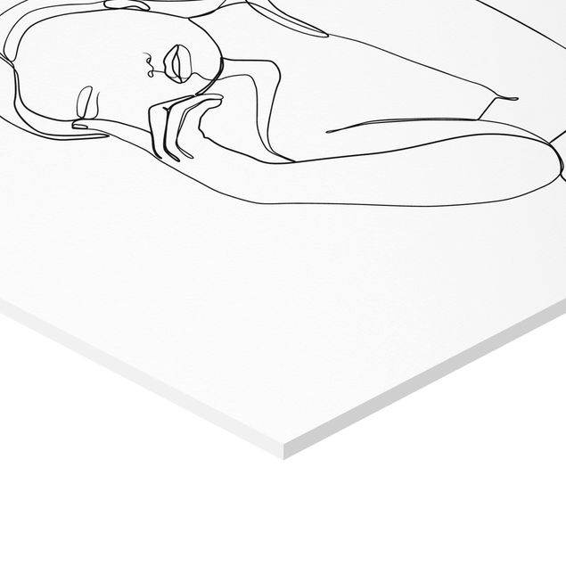 Prints Line Art Pensive Woman Black And White