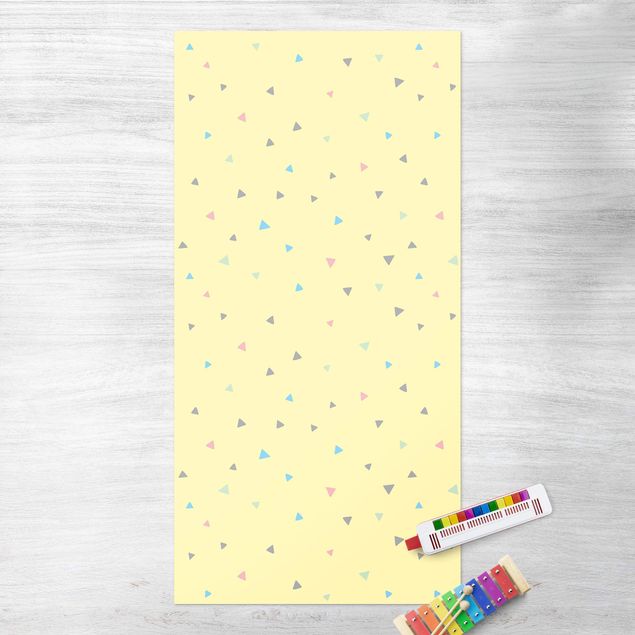 Outdoor rugs Colourful Drawn Pastel Triangles On Yellow