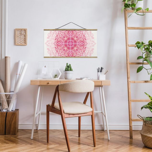 Contemporary art prints Mandala Watercolour Ornament Pink