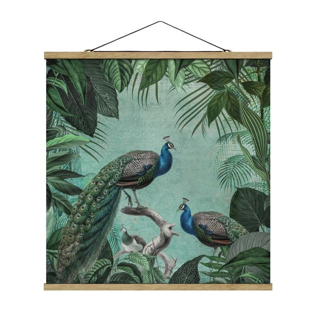 Animal wall art Shabby Chic Collage - Noble Peacock