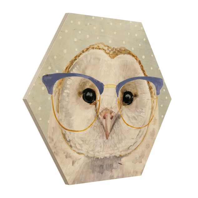 Wooden hexagon - Animals With Glasses - Owl