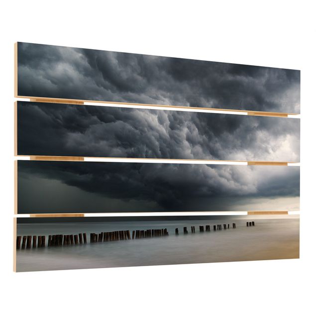 Wood photo prints Storm Clouds Over The Baltic Sea