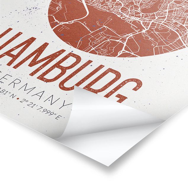 Prints Hamburg City Map - Retro