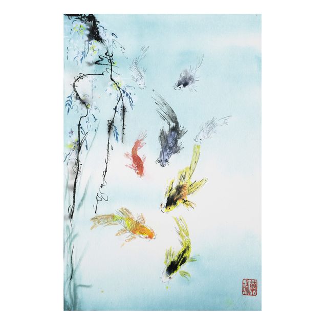 Prints fishes Japanese Watercolour Drawing Goldfish I