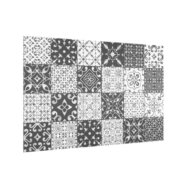 Patterned glass splashbacks Tile Pattern Mix Gray White
