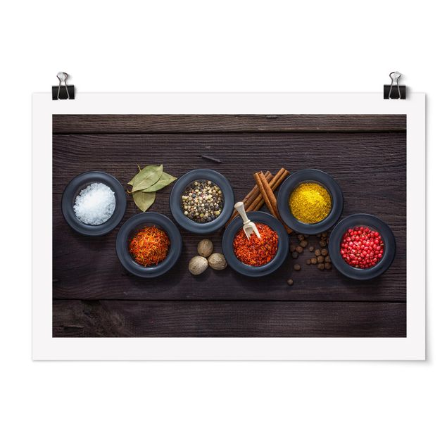 Contemporary art prints Black Bowls With Spices