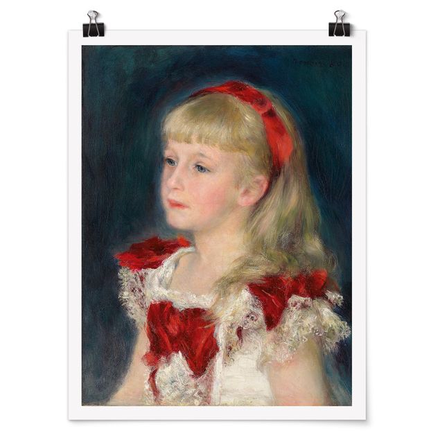 Art prints Auguste Renoir - Mademoiselle Grimprel with red Ribbon