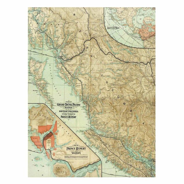 Magnet boards maps Vintage Map British Columbia