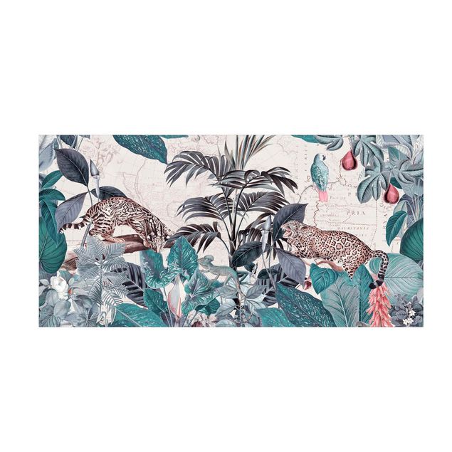 Modern rugs Vintage Collage -  Big Cats In The Jungle