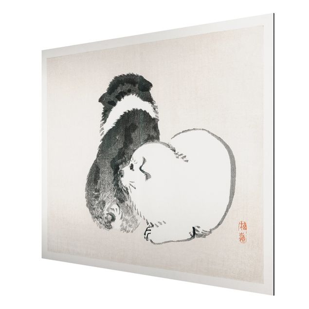 Vintage wall art Asian Vintage Drawing Black And White Pooch