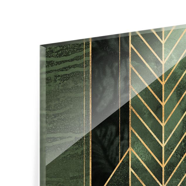 Glass splashback kitchen Geometric Shapes Emerald Gold