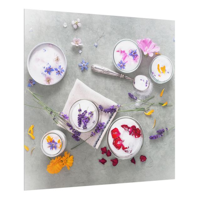 Glass splashback Edible Flowers With Lavender Sugar