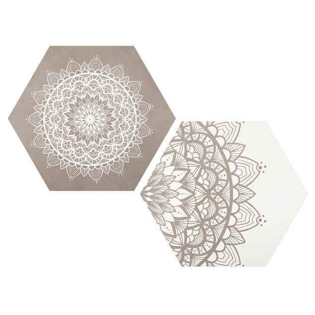 Prints patterns Mandala Illustration Shabby Set Beige White