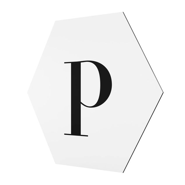 Hexagon photo prints Letter Serif White P