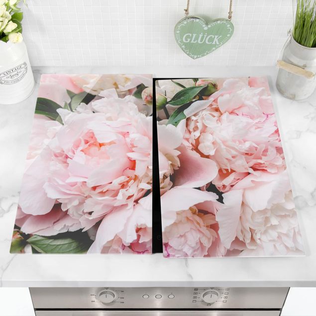 Stove top covers flower Peonies Light Pink