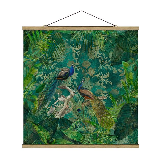 Animal canvas Shabby Chic Collage - Noble Peacock II