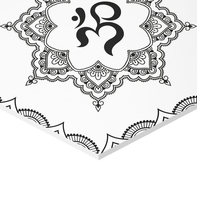 Prints Hamsa Hand Lotus OM Illustration Set Black And White