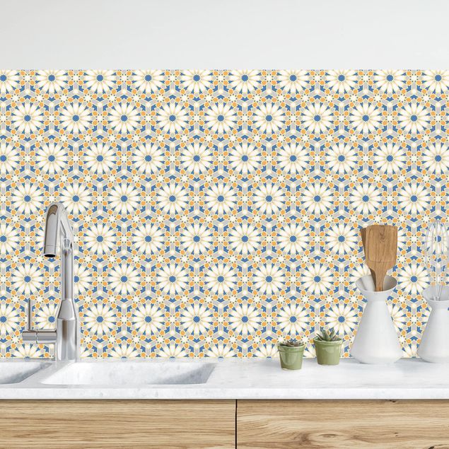Kitchen Oriental Patterns With Yellow Stars