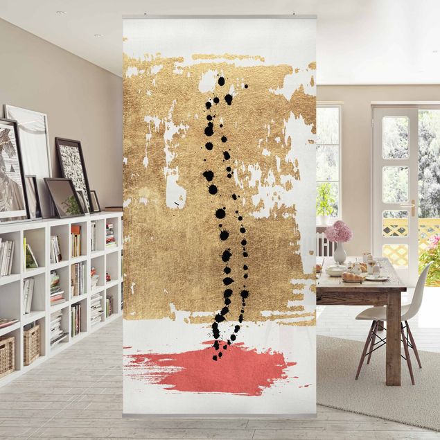 Room divider screen Abstract Shapes - Gold And Pink