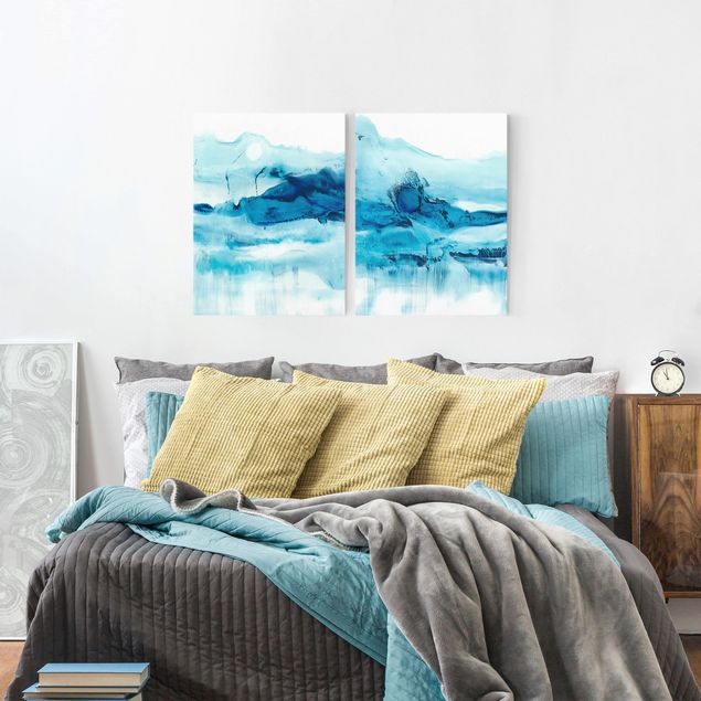 Canvas abstract Blue Flow Set I