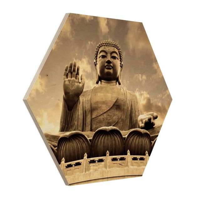 Prints on wood Big Buddha Sepia
