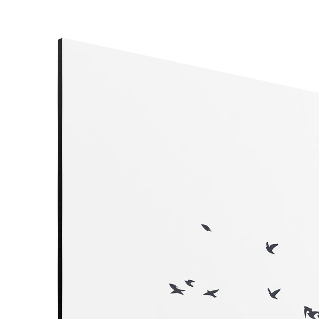 Animal wall art Flock Of Birds In Front Of Mountains Black And White