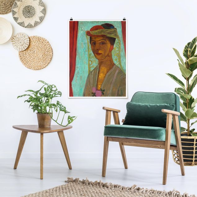 Art style Paula Modersohn-Becker - Self-Portrait with a Hat and Veil