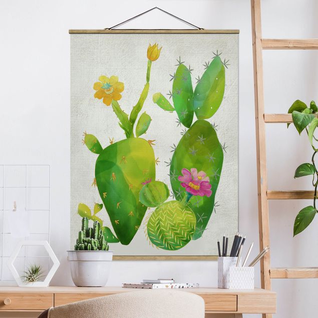 Kitchen Cactus Family In Pink And Yellow