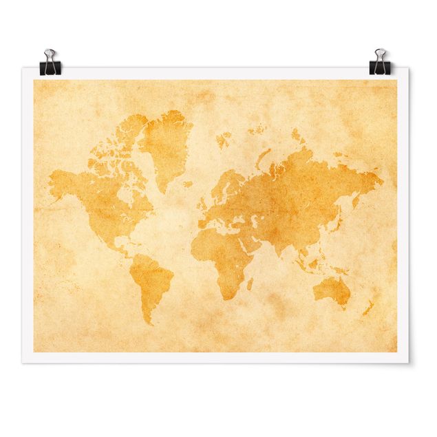 Printable world map Vintage World Map