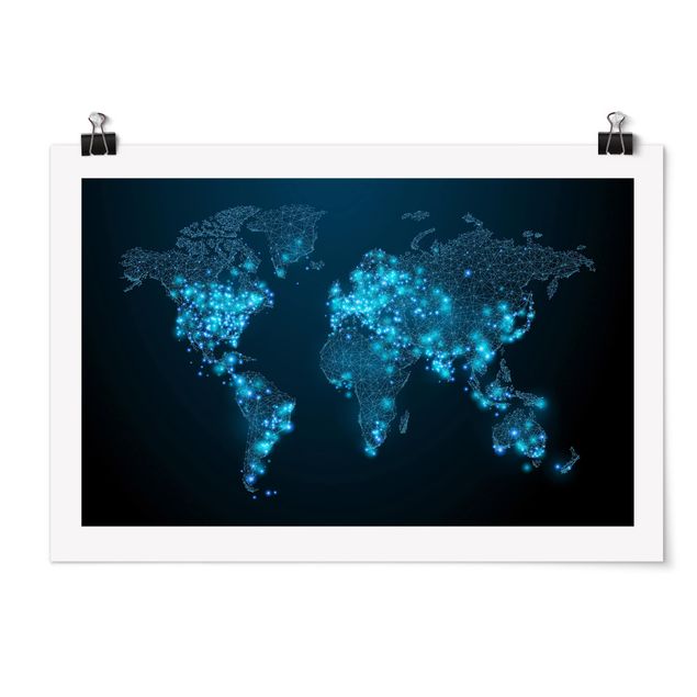 Modern art prints Connected World World Map