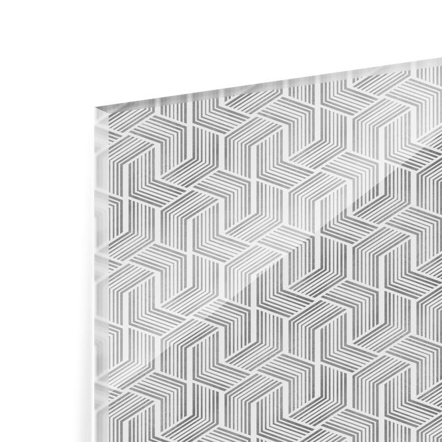 Splashback - 3D Pattern With Stripes In Silver - Landscape format 3:2