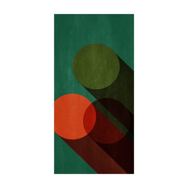 modern area rugs Abstract Shapes - Circles In Green And Red