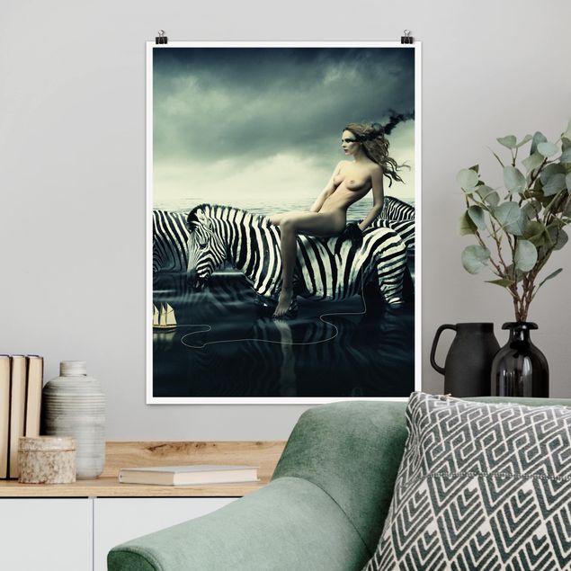 Kitchen Woman Posing With Zebras