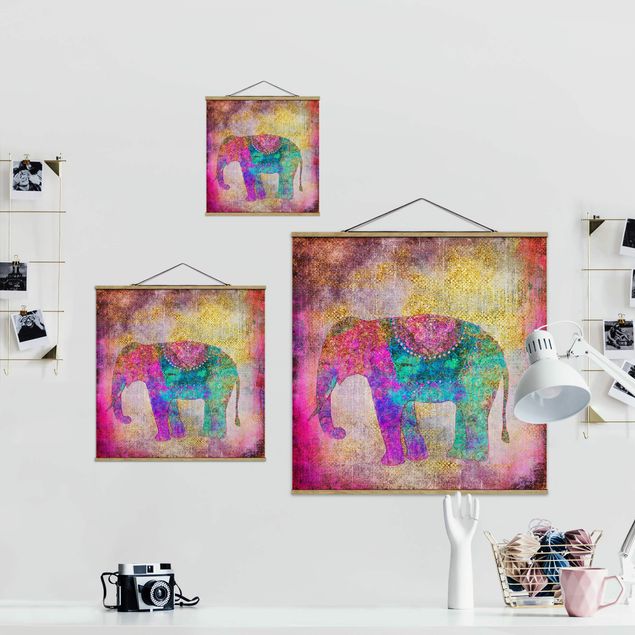 Prints multicoloured Colourful Collage - Indian Elephant