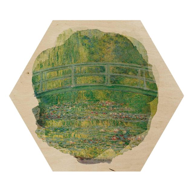 Wood prints landscape Water Colours - Claude Monet - Japanese Bridge