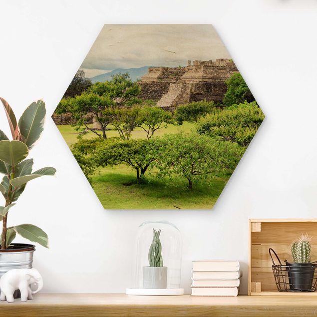 Wood prints landscape Pyramid Of Monte Alban